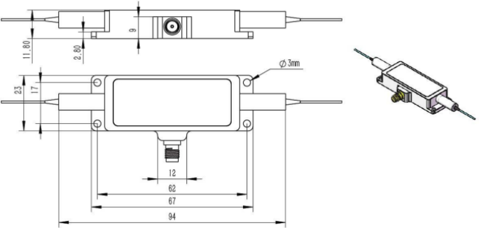光纖耦合聲光調(diào)制器1550nm 100mpm外形尺寸 光纖耦合聲光調(diào)制器1550nm 100mpm外形尺寸