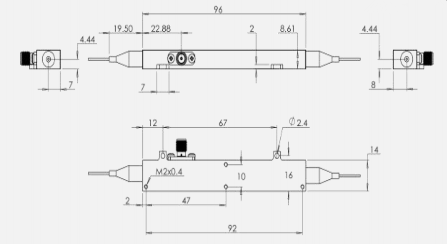 200MHz相位調(diào)制器機械尺寸